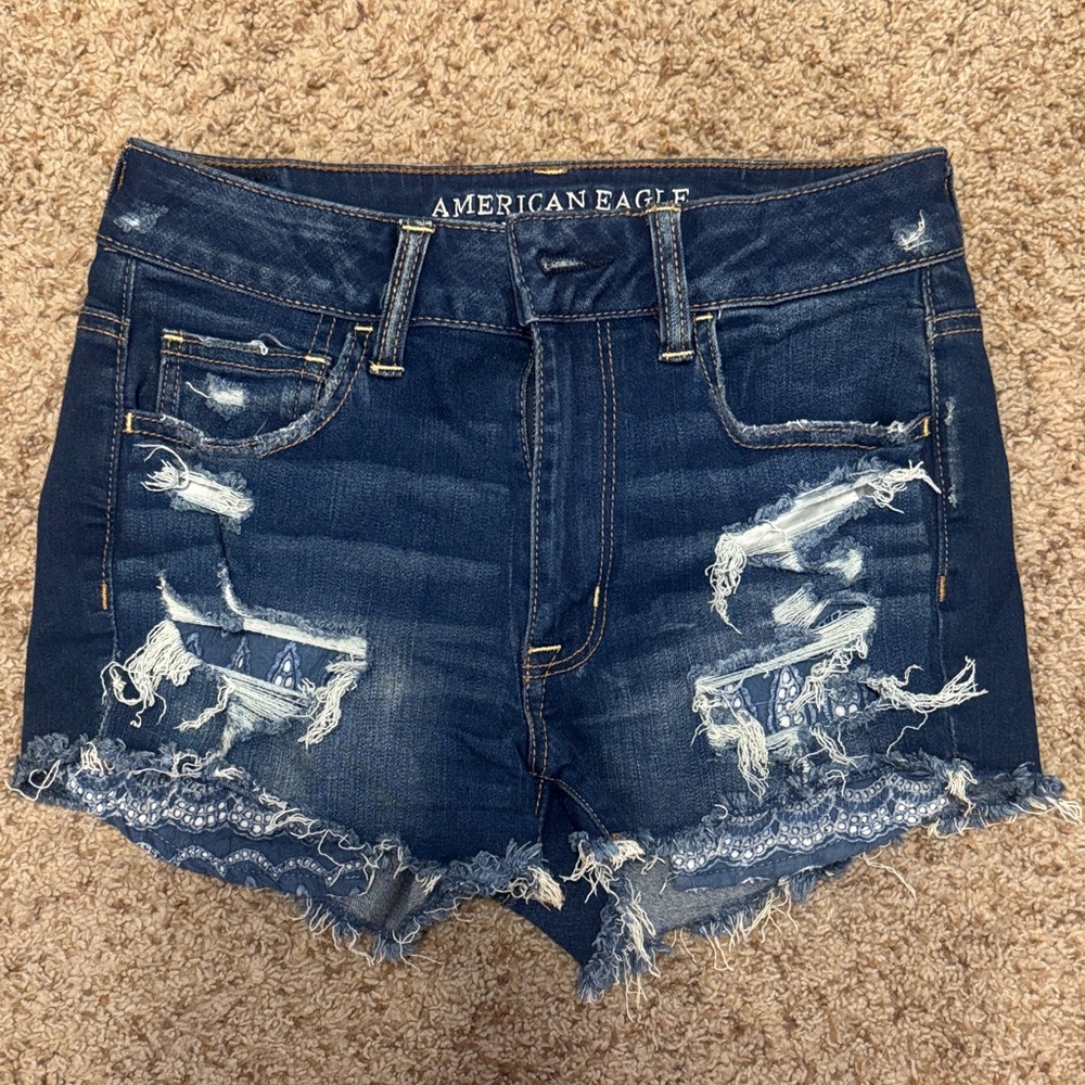 AE high rise shortie Jean shorts